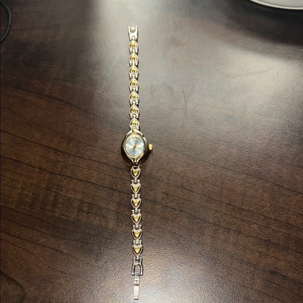 Elegant Gold and Silver heart watch w
